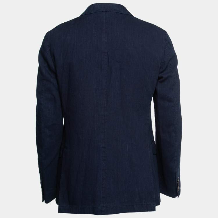 Pre Owned Ermenegildo Zegna Blue Chambray Single-Breasted Blazer L