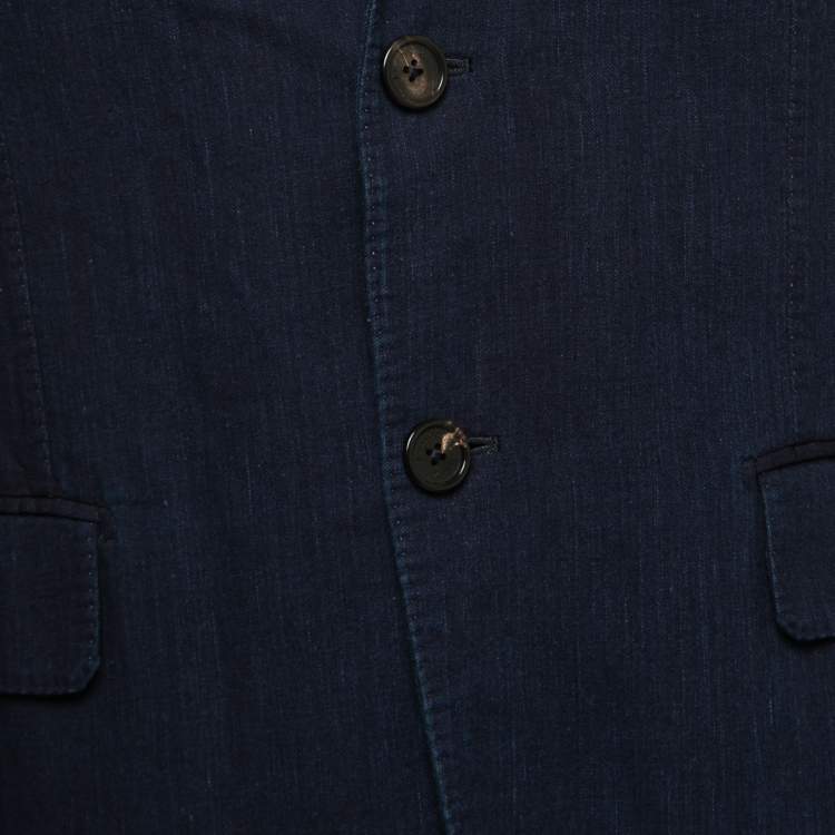 Pre Owned Ermenegildo Zegna Blue Chambray Single-Breasted Blazer L