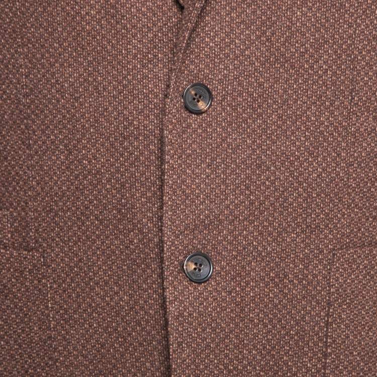 Pre Owned Ermenegildo Zegna Brown Patterned Wool Single Breasted Blazer XL