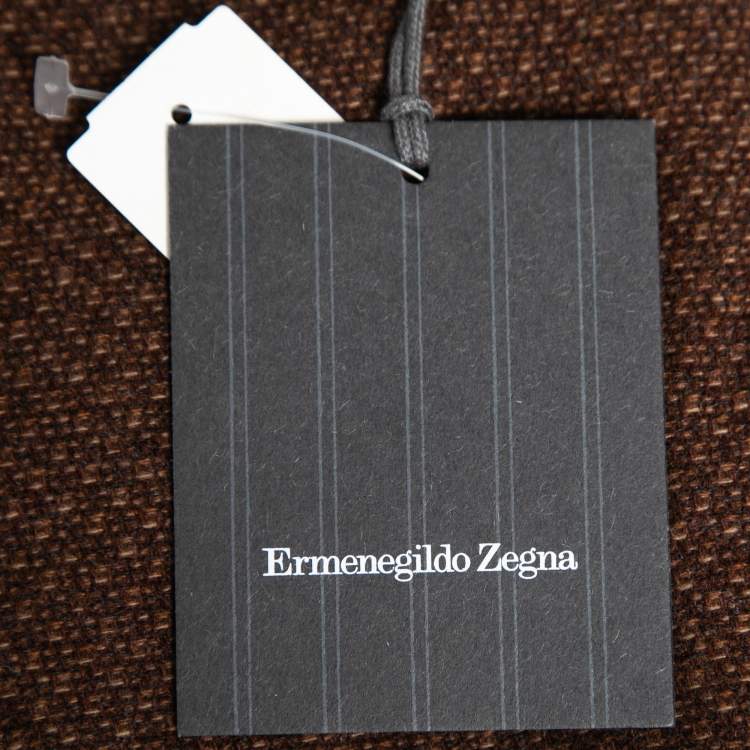 Pre Owned Ermenegildo Zegna Brown Patterned Wool Single Breasted Blazer XL