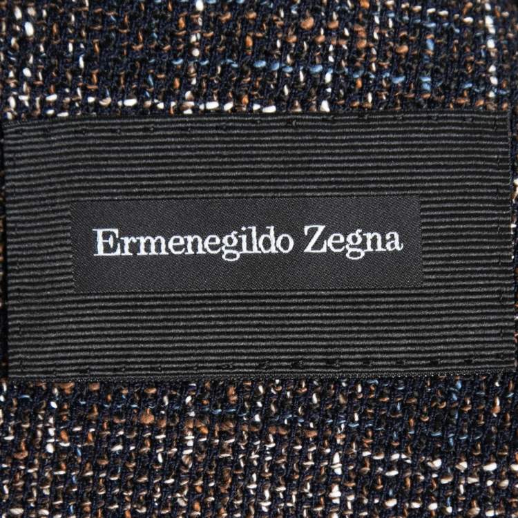 Pre Owned Ermenegildo Zegna Brown Patterned Wool & Cotton Single Breasted Blazer XL