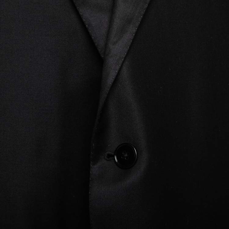 Pre Owned Ermenegildo Zegna Black Wool Crepe Single-Breasted Suit 4XL