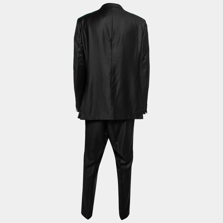 Pre Owned Ermenegildo Zegna Black Wool Crepe Single-Breasted Suit 4XL