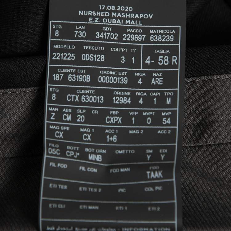 Pre Owned Ermenegildo Zegna Black Wool Crepe Single-Breasted Suit 4XL