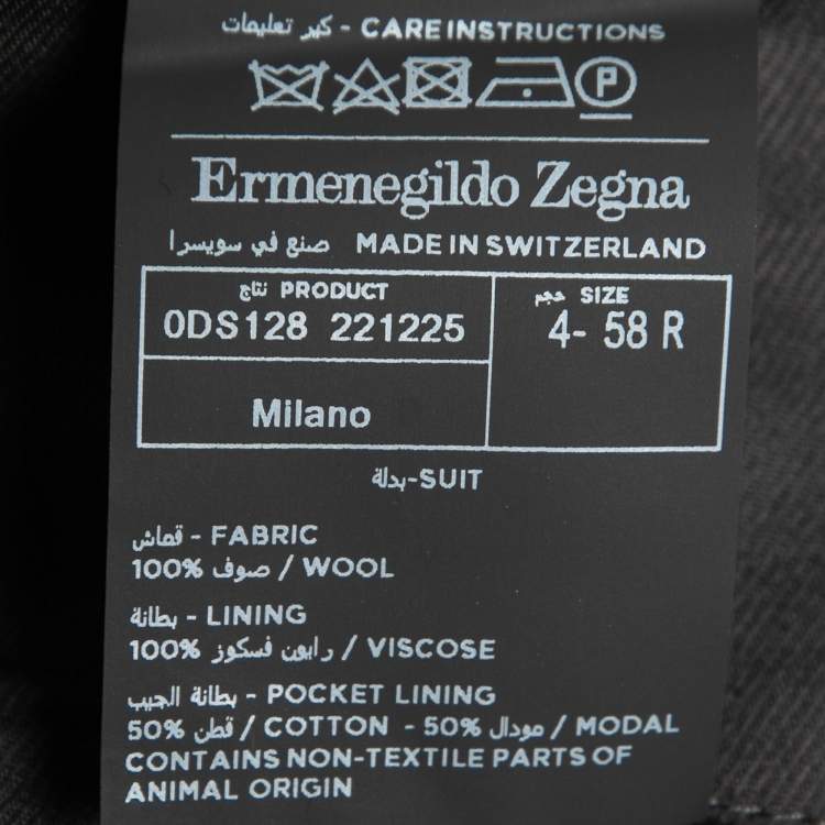 Pre Owned Ermenegildo Zegna Black Wool Crepe Single-Breasted Suit 4XL