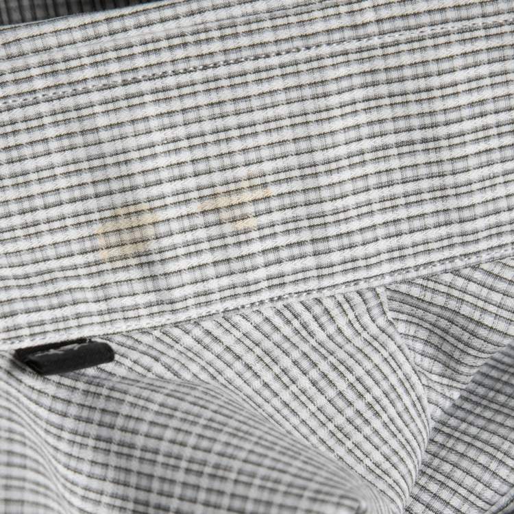 Pre Owned Ermenegildo Zegna Grey Checked Cotton Tailor Fit Shirt XXL