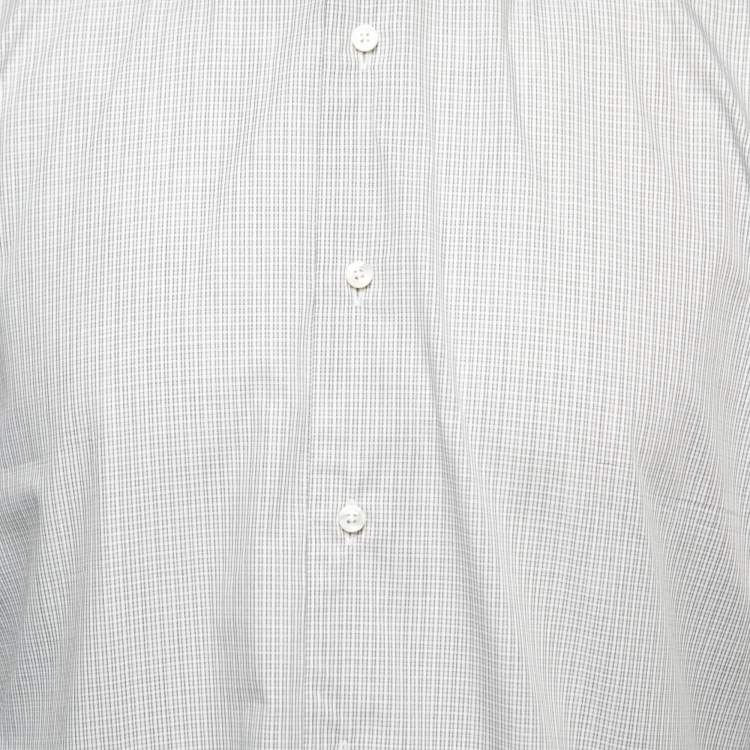 Pre Owned Ermenegildo Zegna Grey Checked Cotton Tailor Fit Shirt XXL