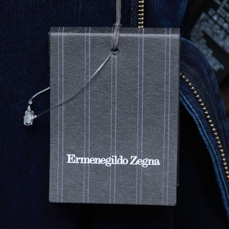 Pre Owned Ermenegildo Zegna Dark Blue Denim Drawstring Pants M