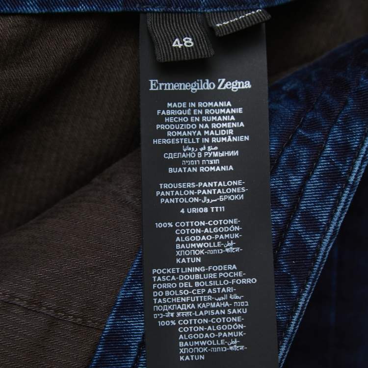 Pre Owned Ermenegildo Zegna Dark Blue Denim Drawstring Pants M
