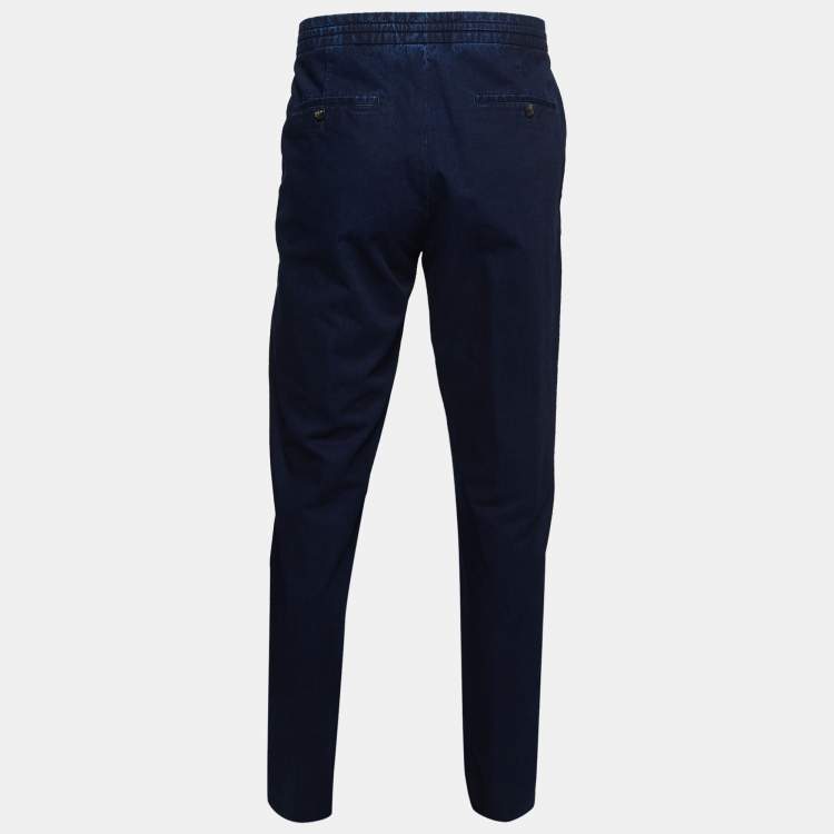 Pre Owned Ermenegildo Zegna Dark Blue Denim Drawstring Pants M