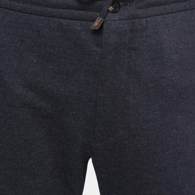 Pre Owned Ermenegildo Zegna Charcoal Grey Wool Fleece Trousers XL