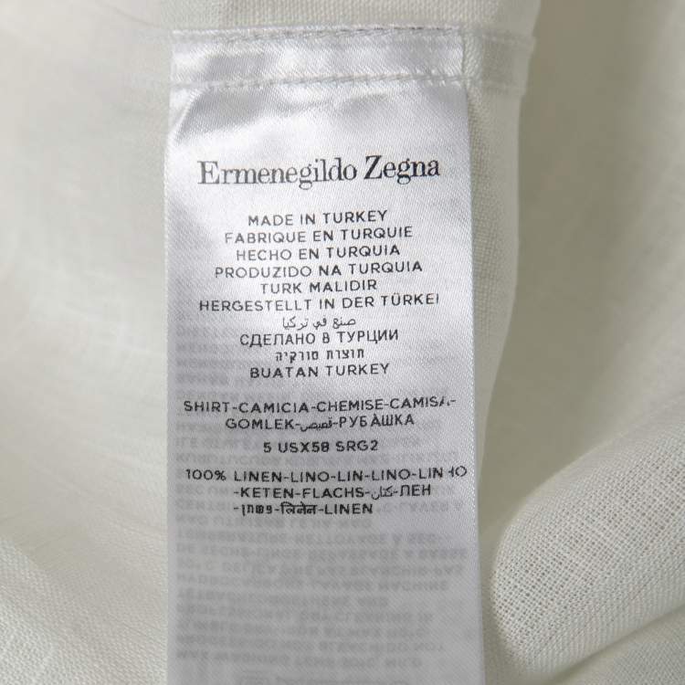 Pre Owned Ermenegildo Zegna White Linen Button Front Shirt XXXL