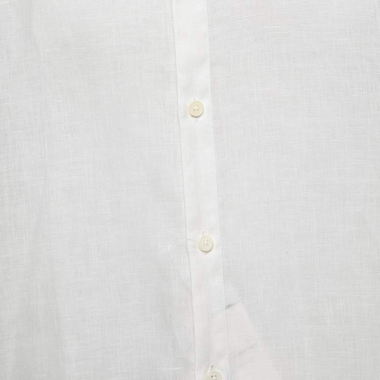 Pre Owned Ermenegildo Zegna White Linen Button Front Shirt XXXL