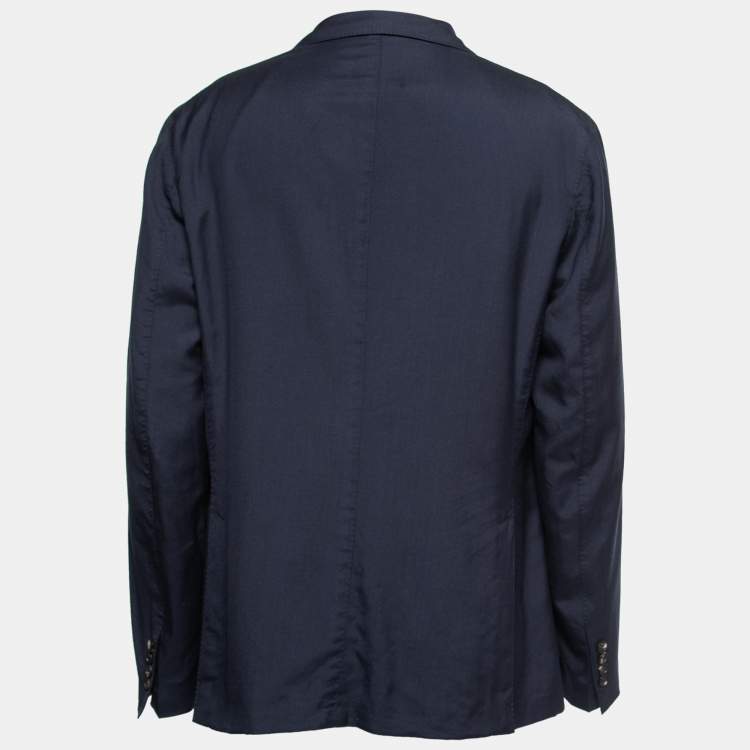 Pre Owned Ermenegildo Zegna Navy Blue Cashmere Single-Breasted Blazer 3XL