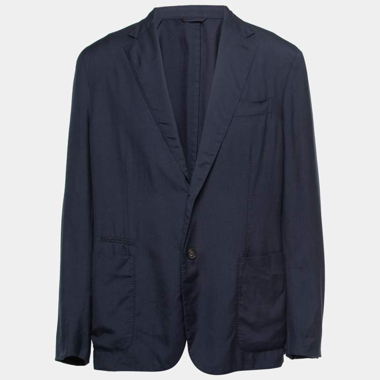 Pre Owned Ermenegildo Zegna Navy Blue Cashmere Single-Breasted Blazer 3XL