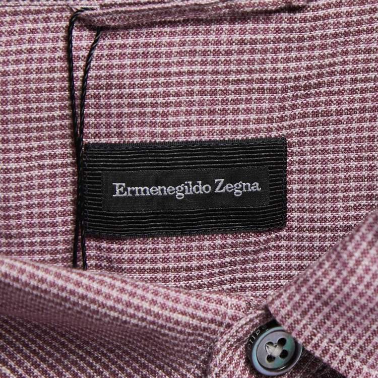 Pre Owned Ermenegildo Zegna Pink Checked Cotton and Linen Button Front Shirt XXL