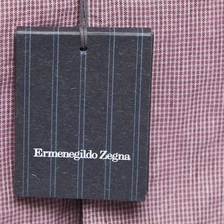 Pre Owned Ermenegildo Zegna Pink Checked Cotton and Linen Button Front Shirt XXL
