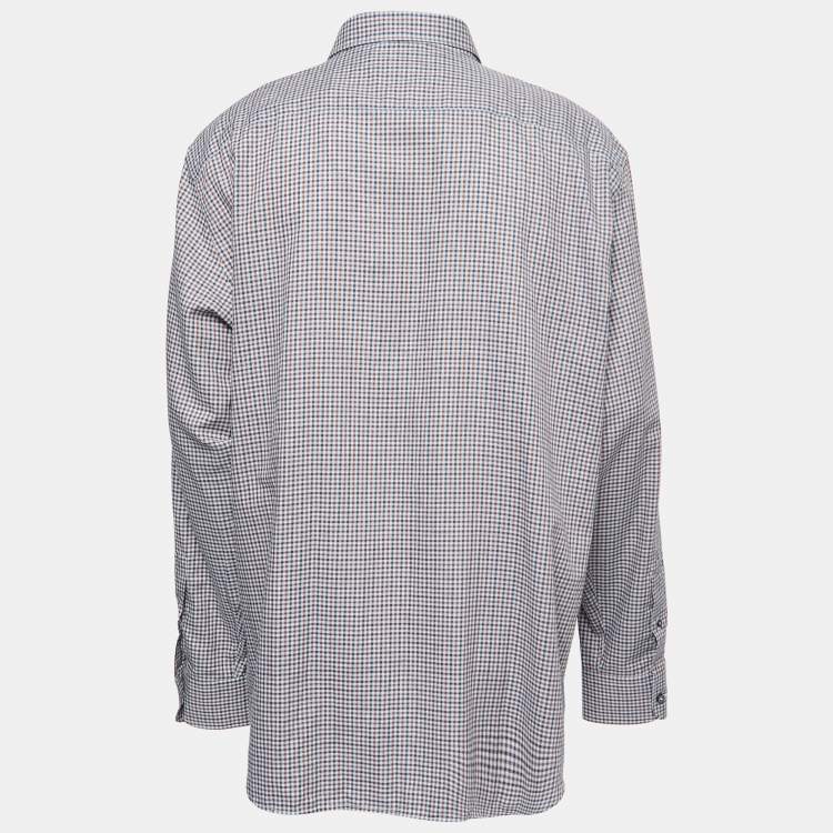 Pre Owned Ermenegildo Zegna Brown Checkered Cotton Button Front Shirt XXXL