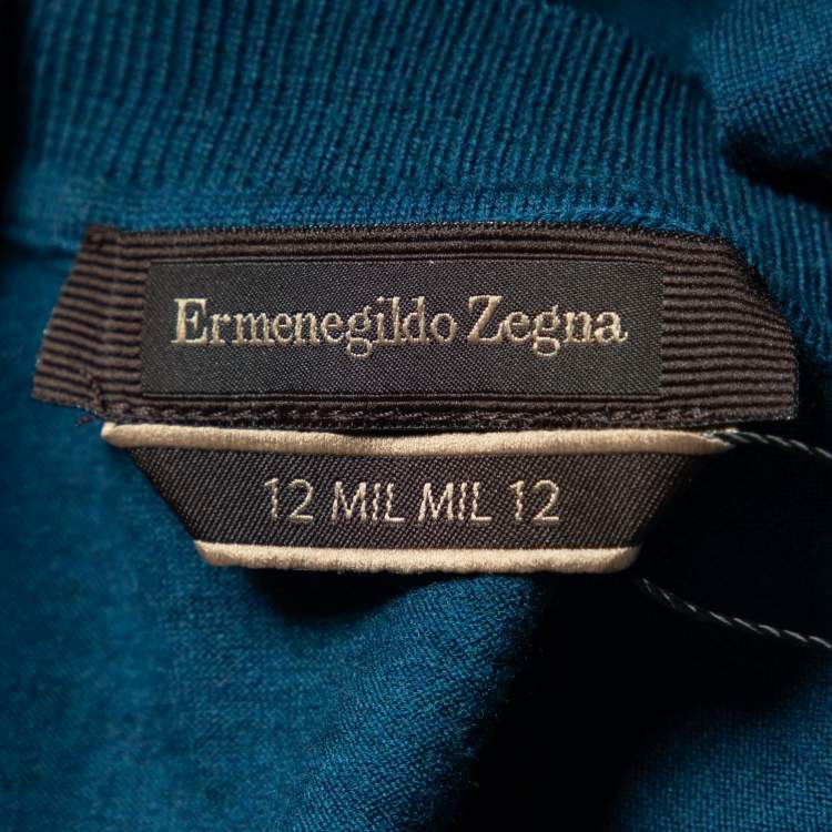 Pre Owned Ermenegildo Zegna 12MILMIL12 Dark Blue Wool Crewneck T-Shirt S