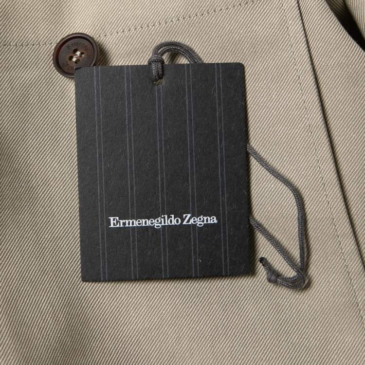 Pre Owned Ermenegildo Zegna Beige Paper Yarn & Cotton Zip Front Jacket 4XL
