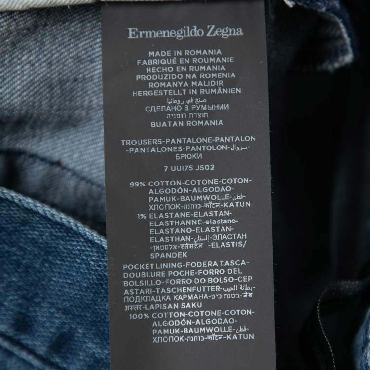Pre Owned Ermenegildo Zegna Blue Denim Narrow Jeans M Waist 32"