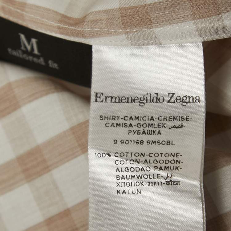 Pre Owned Ermenegildo Zegna White Checked Cotton Full Sleeve Shirt XL