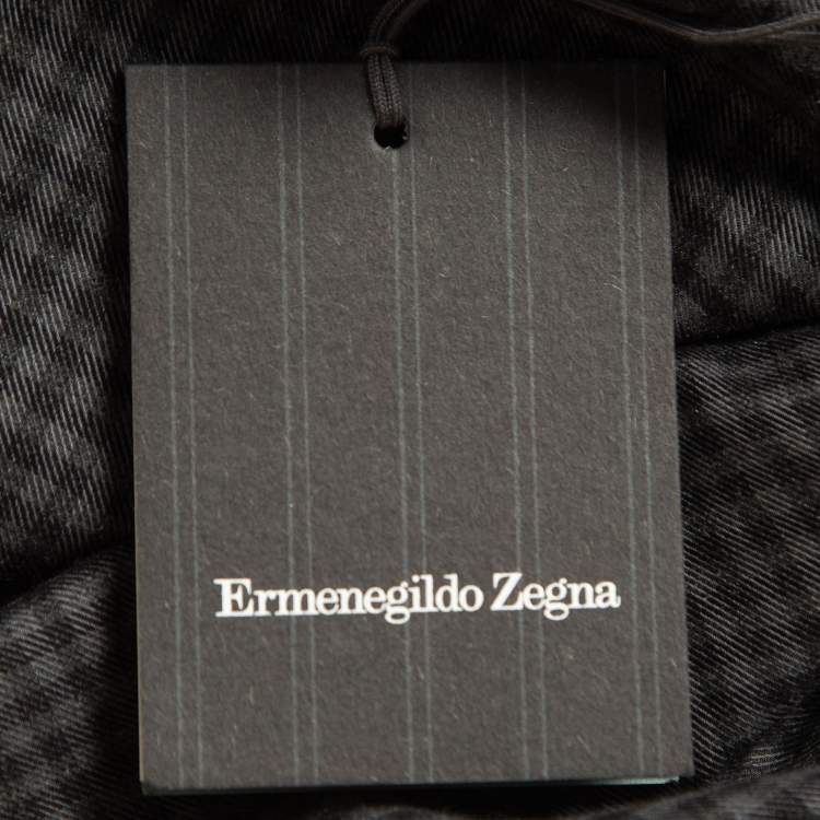 Pre Owned Ermenegildo Zegna Grey Checked Cotton Blend Button Front Shirt XXL