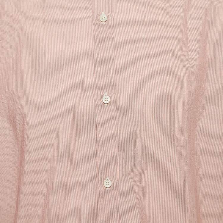 Pre Owned Ermenegildo Zegna Red Striped Cotton Full Sleeve Shirt XL