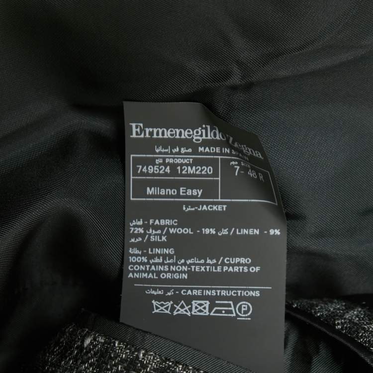 Pre Owned Ermenegildo Zegna Grey Checked Wool Single Breasted Blazer M