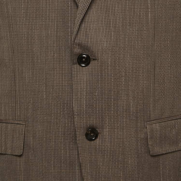 Pre Owned Ermenegildo Zegna Brown Checked Wool Blend Single Breasted Blazer XL