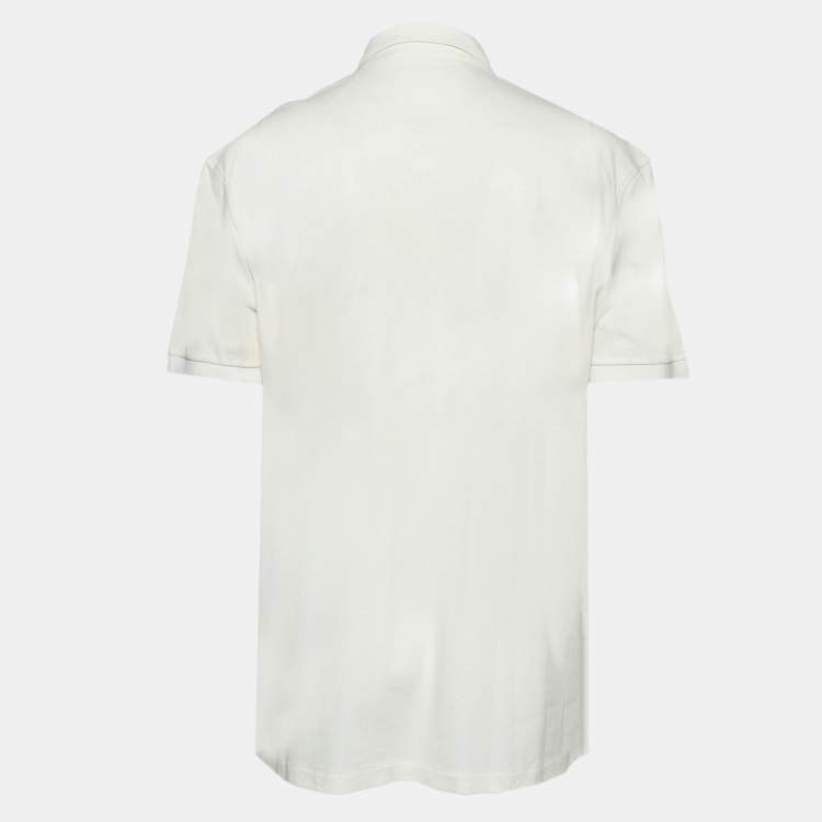 Pre Owned Ermenegildo Zegna Off White Cotton Pique Polo T-Shirt 3XL