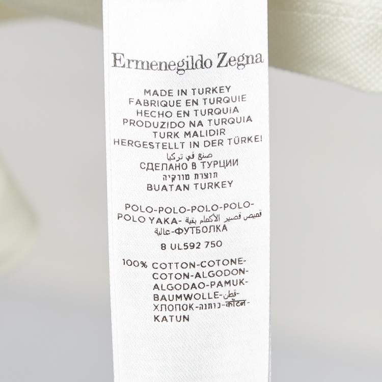 Pre Owned Ermenegildo Zegna Off White Cotton Pique Polo T-Shirt 3XL