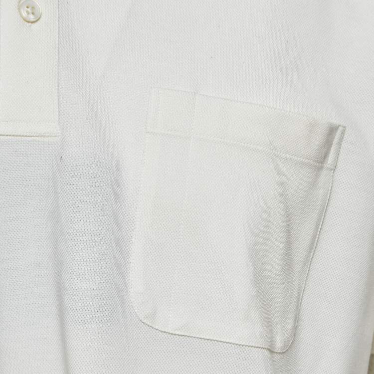 Pre Owned Ermenegildo Zegna Off White Cotton Pique Polo T-Shirt 3XL