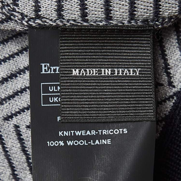 Pre Owned Ermenegildo Zegna Navy Blue Herringbone Wool Sweatshirt 4XL
