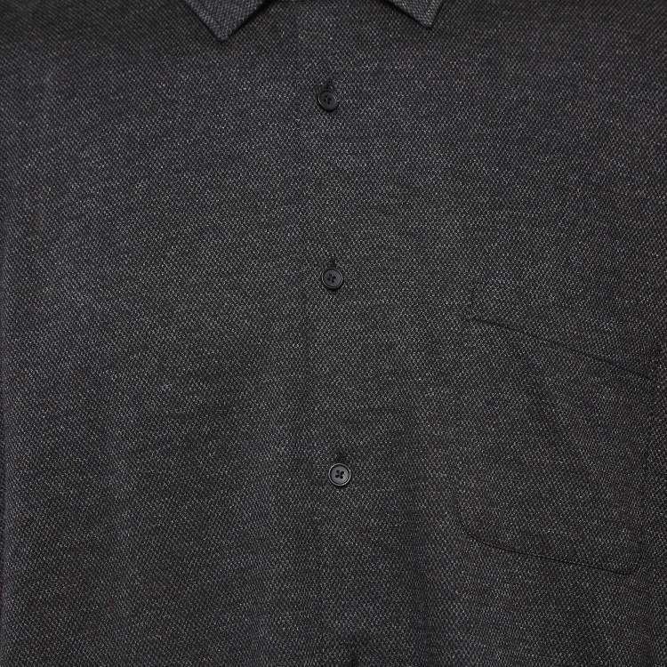 Pre Owned Ermenegildo Zegna Dark Grey Stretch Cotton Shirt 5XL