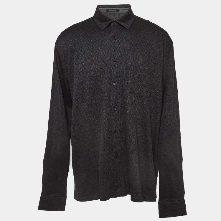 Pre Owned Ermenegildo Zegna Dark Grey Stretch Cotton Shirt 5XL
