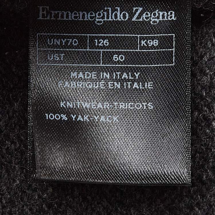 Pre Owned Ermenegildo Zegna Grey Yak Wool Knit Sweater 4XL