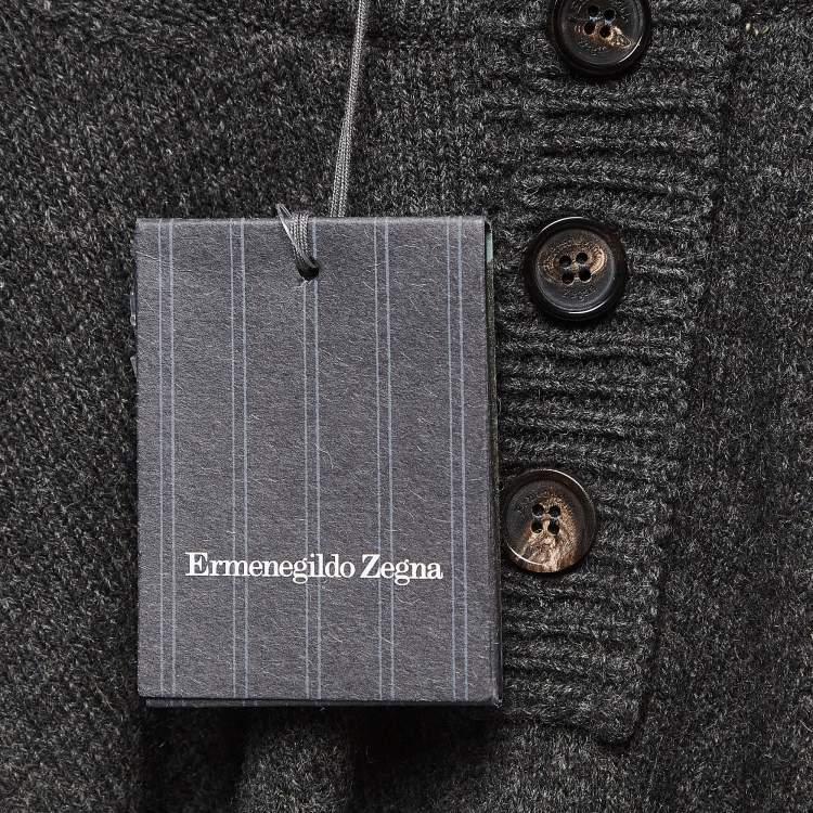 Pre Owned Ermenegildo Zegna Grey Yak Wool Knit Sweater 4XL