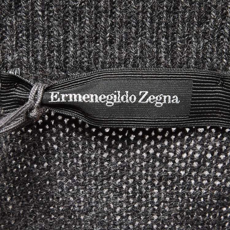 Pre Owned Ermenegildo Zegna Grey Yak Wool Knit Sweater 4XL