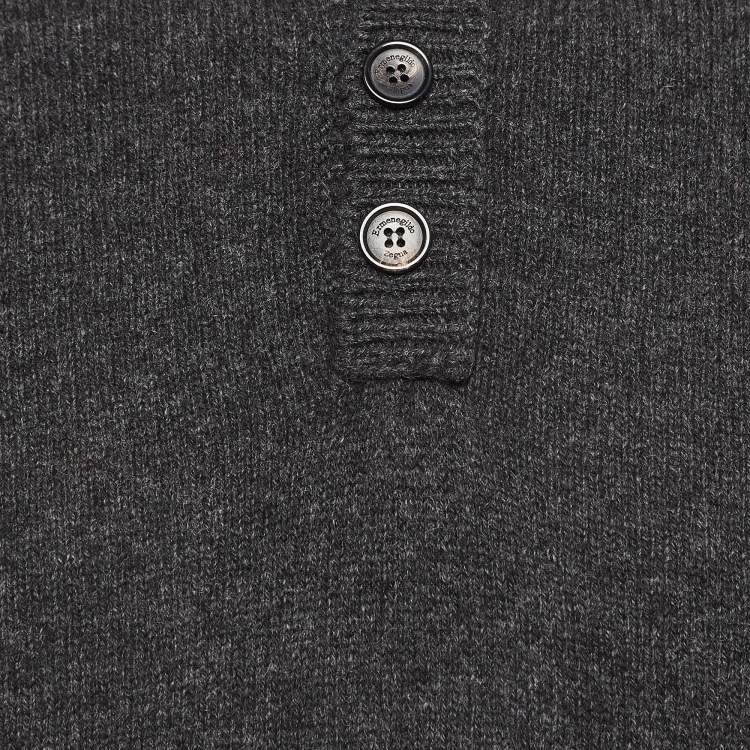 Pre Owned Ermenegildo Zegna Grey Yak Wool Knit Sweater 4XL