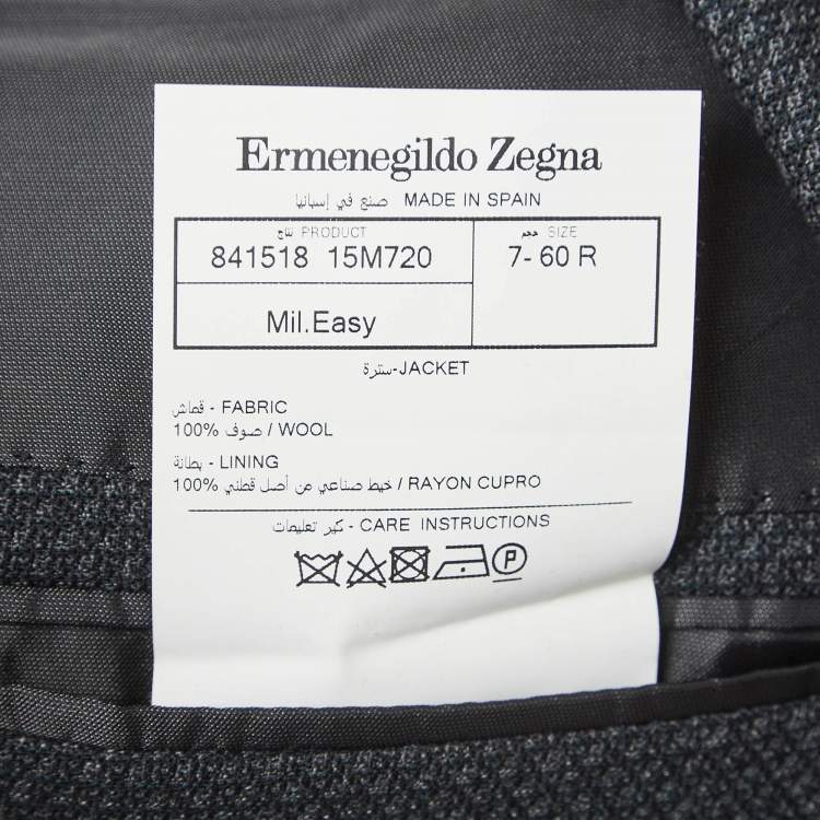 Pre Owned Ermenegildo Zegna Grey Patterned Wool Blazer 5XL