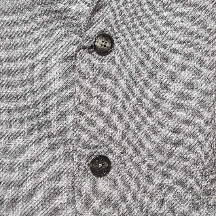 م�ملوكة مسبقًا Ermenegildo Zegna Grey Zig Zag Linen Blend Blazer L