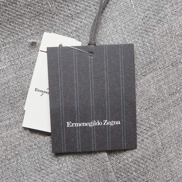 مملوكة مسبقًا Ermenegildo Zegna Grey Zig Zag Linen Blend Blazer L
