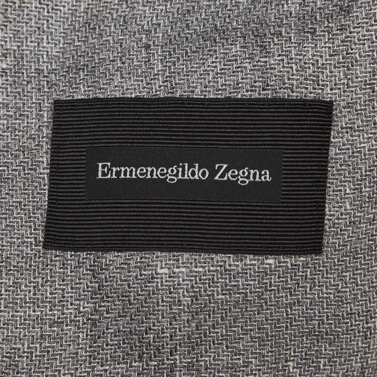 مملوكة مسبقًا Ermenegildo Zegna Grey Zig Zag Linen Blend Blazer L