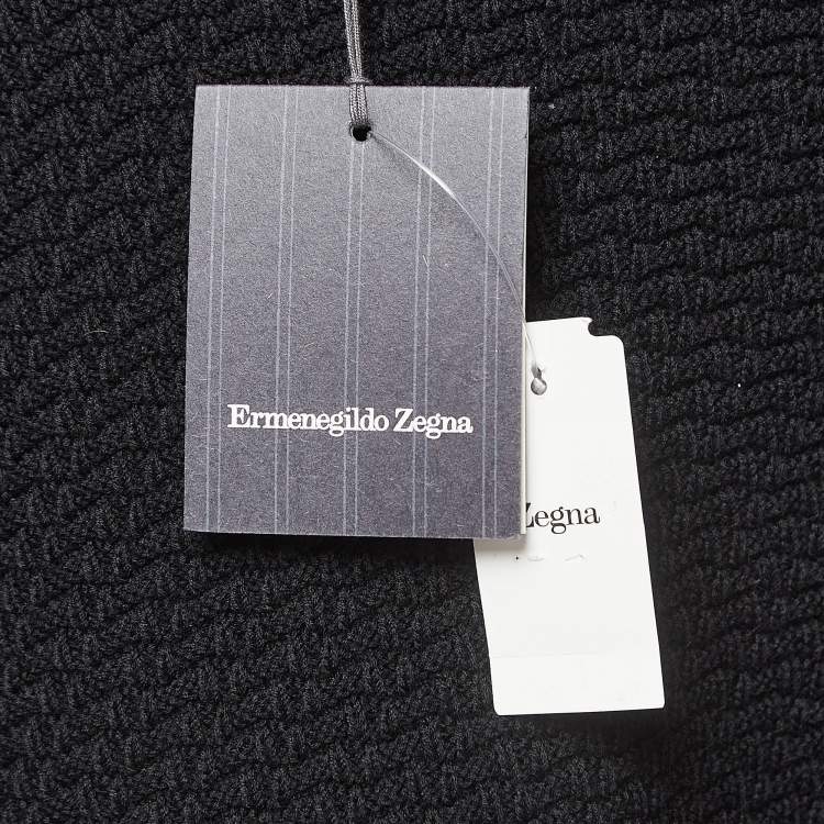 Pre Owned Ermenegildo Zegna Black Tricot Knit Wool Sweater XXXL