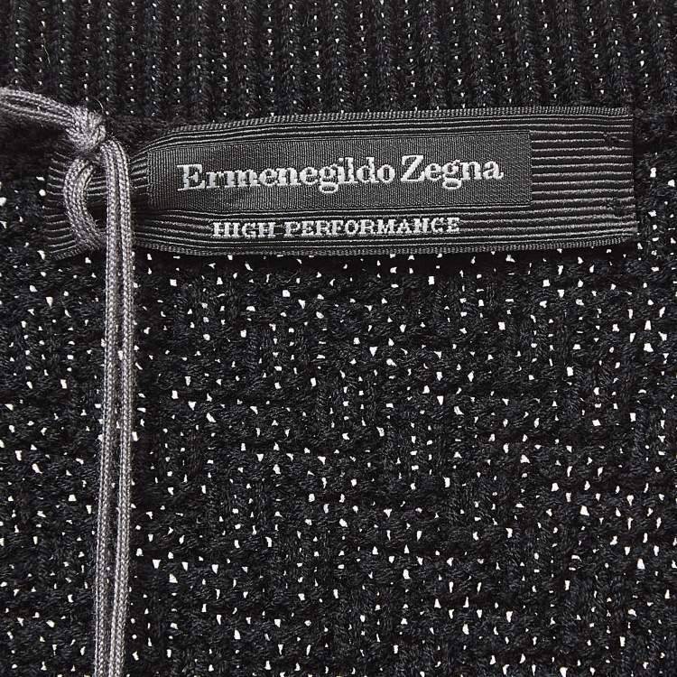 Pre Owned Ermenegildo Zegna Black Tricot Knit Wool Sweater XXXL