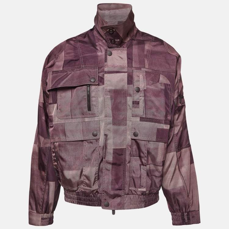 Pre Owned Ermenegildo Zegna Purple Printed Synthetic Cargo Jacket XL