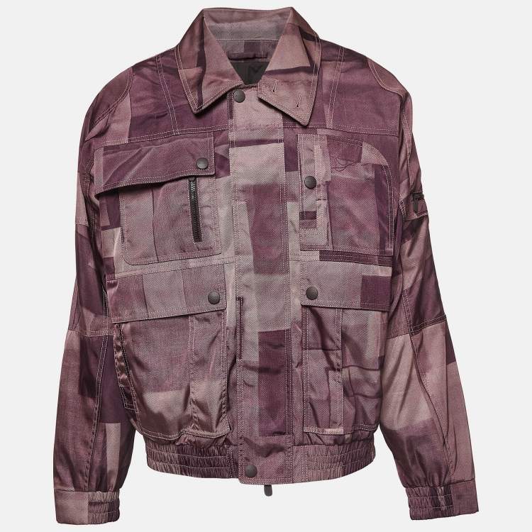 Pre Owned Ermenegildo Zegna Purple Printed Synthetic Cargo Jacket XL
