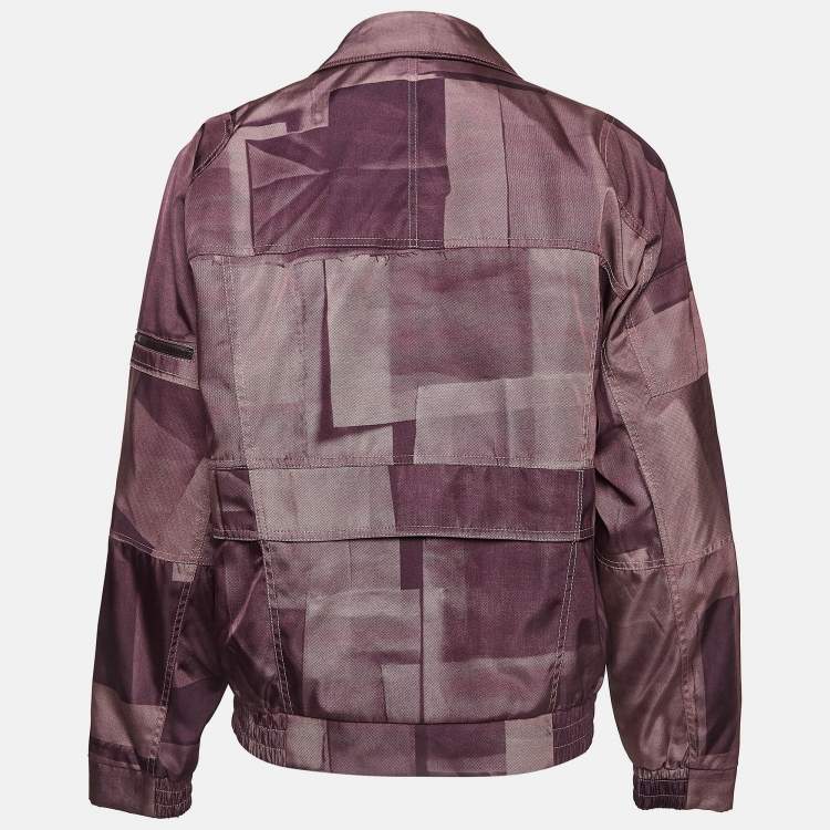 Pre Owned Ermenegildo Zegna Purple Printed Synthetic Cargo Jacket XL