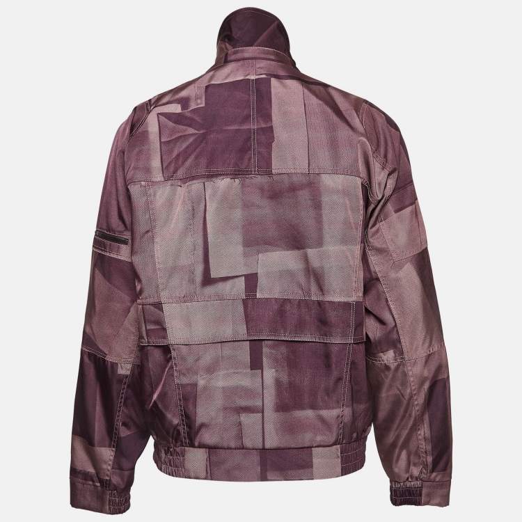 Pre Owned Ermenegildo Zegna Purple Printed Synthetic Cargo Jacket XL